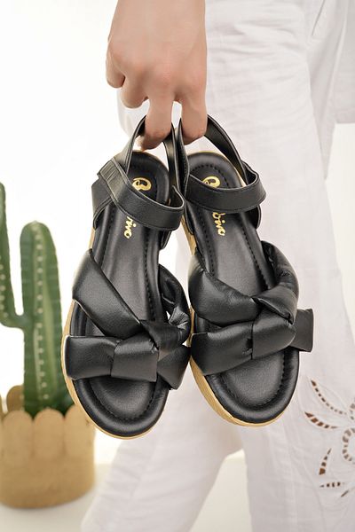 Modafırsat Women's Black Sandals Stylish Summer Beach Vacation Velcro Daily Sandals