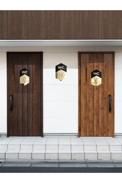 GİZEM SHOP Wc Direction (Female) Sign Gold Plexi on Black Plexi