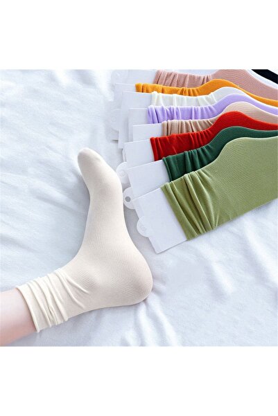 çorapmanya 5 Çift Çok Renkli Dikişsiz Kadın Soket Çorap