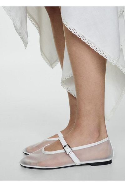 MANGO Woman Ballerinas aus Mesh mit Schnalle