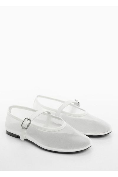 MANGO Woman Ballerinas aus Mesh mit Schnalle