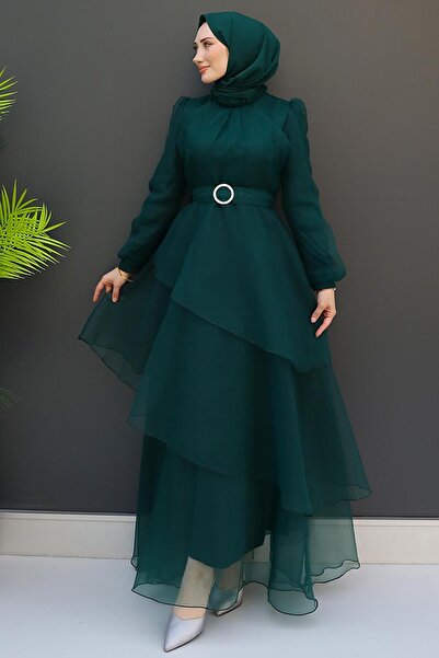 GİZ AGİYİM فستان سهرة حجاب من الزمرد