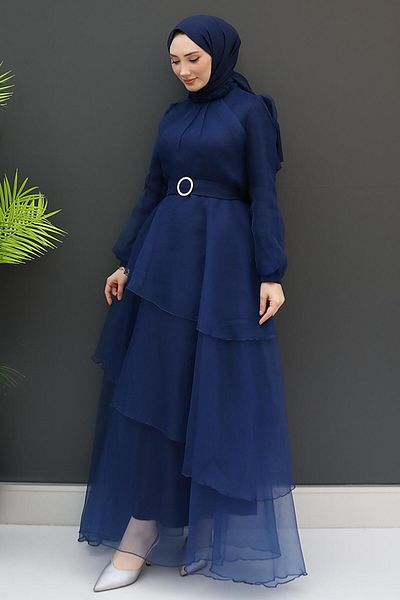 GİZ AGİYİM Rochie de seara Hijama albastru bleumarin