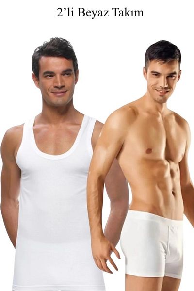 Makkam Home Ασημί Lycra White 2-Pece Boxer- Αθλητικό Σετ εσώρουχο