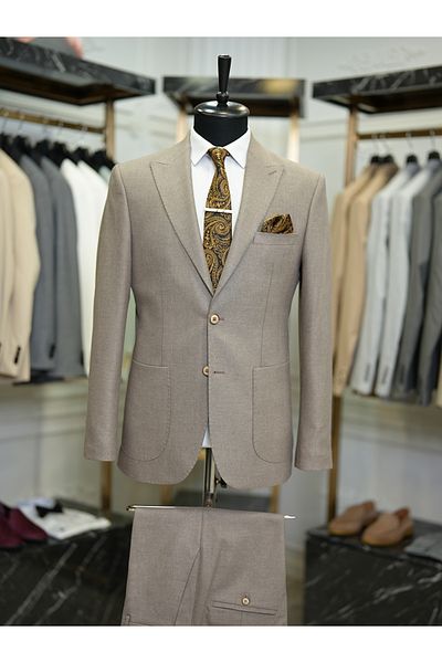 LONATOLİA Italian Style Slim Fit Suit for Men - Luxury Half Lined, Point Stitching, Bag Pocket