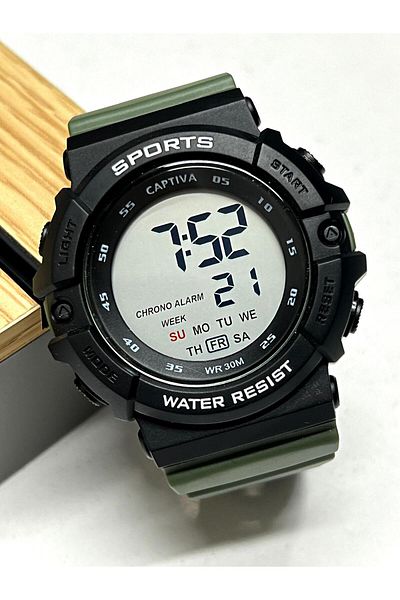 captiva 30 Mt Waterproof Youth Wristwatch - Large Case with Light, Alarm, Stopwatch and Calendar