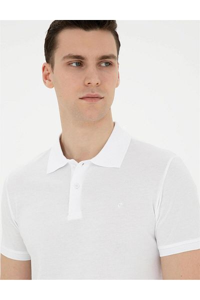 Pierre Cardin Λευκό μπλουζάκι Slim Fit