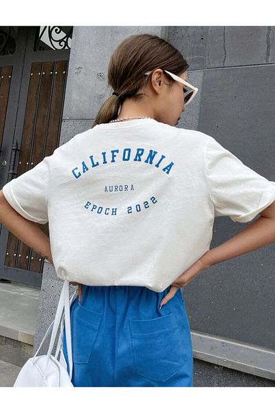 AFROGİYİM Γυναικείο μπλουζάκι Oversize California West Aurora με στάμπα