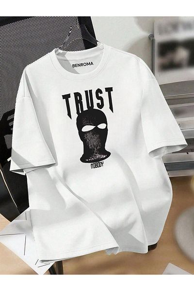 BENROMA Унисекс тениска с голям размер с щампа TRUST - 3-12 години
