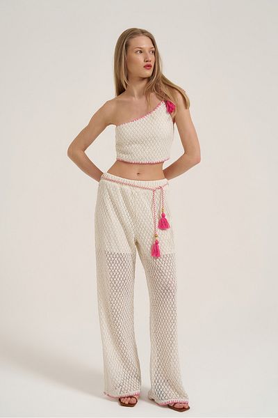 Quzu Scallop Detailed Trousers Natural