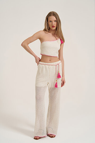 Quzu Λεπτομερές Παντελόνι Χτένι Φυσικό