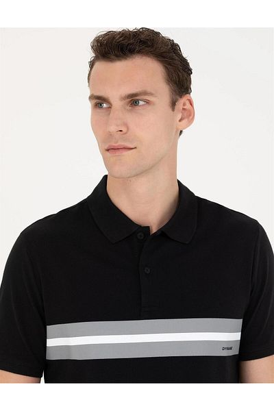 Pierre Cardin Μπλουζάκι Polo Neck Μαύρο Slim Fit