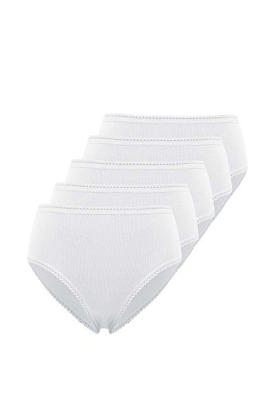 WESTMARK LONDON Slip pentru femei, cu talie înaltă, 5 bucăți, alb, din bumbac, cu coasta EVA MAXI