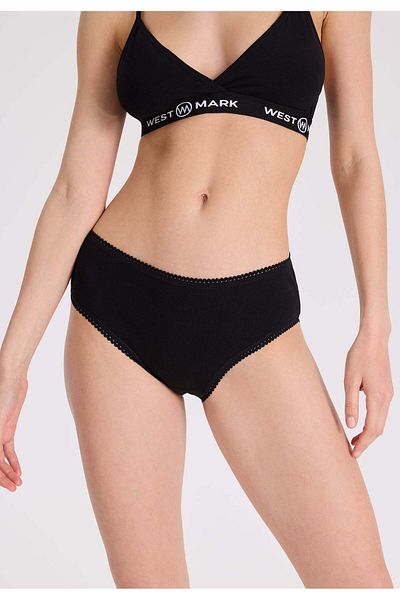 WESTMARK LONDON Slip pentru femei Midi din bumbac negru din 5 piese - EVA Rib Mid