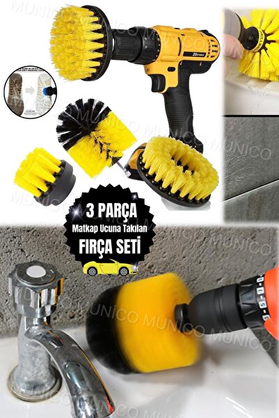 Munico Araba Döşeme Jant Leke Pas Sökücü 3'lü Matkap Ucu Banyo Küvet Duşakabi...