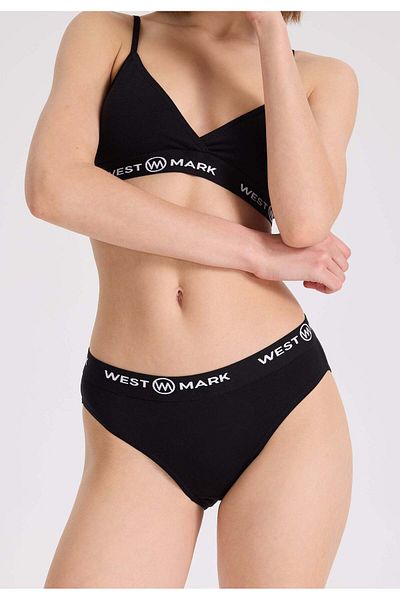 WESTMARK LONDON Pachet de 4 chiloți negri din amestec de bumbac elastan pentru femei LILY THONG