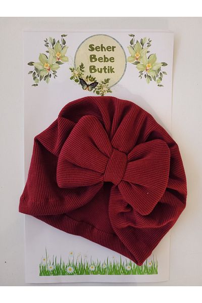 SeherBebeButik Baby Girl and Child Bonnet with Colorful Bow - Soft and Flexible
