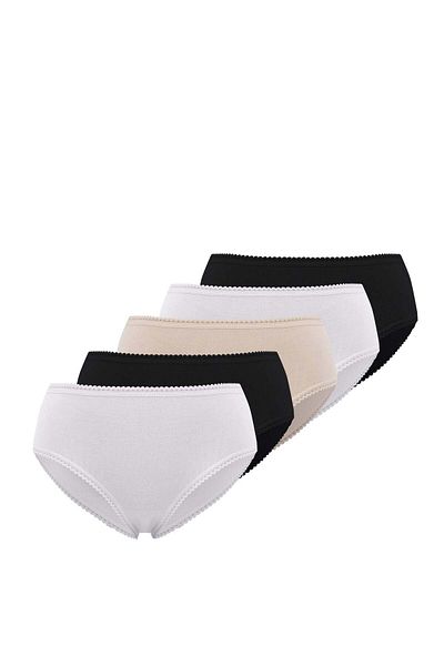 WESTMARK LONDON Slip pentru femei, 5 bucăți, mărime mini - Negru, alb, bumbac nud EVA Rib Mini