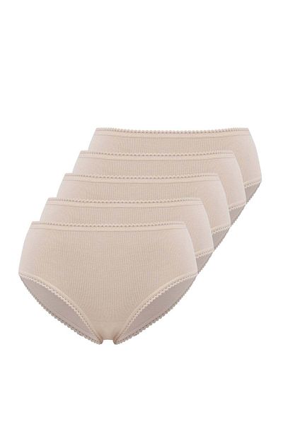 WESTMARK LONDON Slip pentru femei, din bumbac, 5 bucăți, de culoare nud - Mini cu nervuri EVA