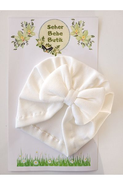 SeherBebeButik بونيه للفتيات الصغيرات والأطفال مع فيونكة ملونة - ناعم ومرن