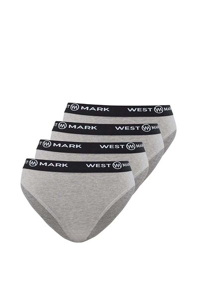 WESTMARK LONDON Pachet de 4 chiloți gri din amestec de bumbac elastan pentru femei LILY THONG