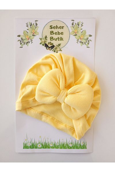 SeherBebeButik Baby Girl and Child Bonnet with Colorful Bow - Soft and Flexible