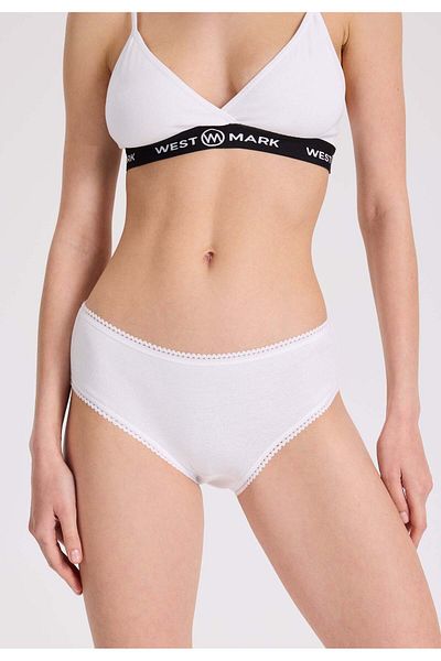 WESTMARK LONDON Slip pentru femei Midi din bumbac alb, 5 piese - Coastă EVA