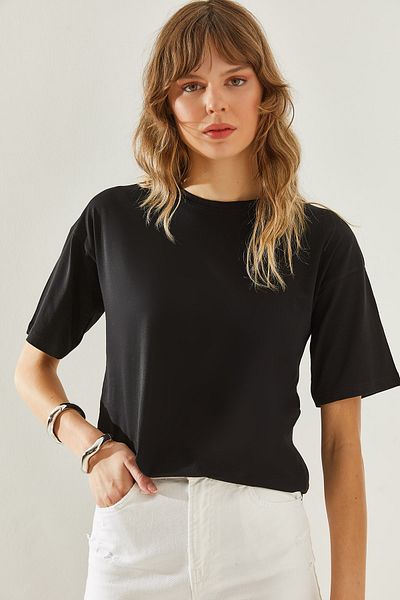 Bianco Lucci Dámské základní tričko Crew Neck - Krátký rukáv60251202