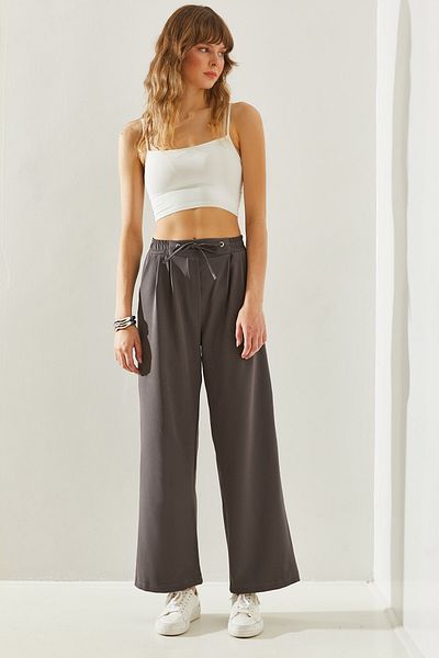 Bianco Lucci Palazzo-Hose für Damen mit Ösendetail – elastischer Taillenbund60251233