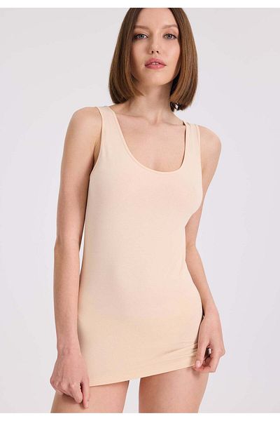 WESTMARK LONDON Nude Colored 3-Piece Crew Neck Cotton-Elastane Blend Sleeveless Women's Tank Top - OLIVIA TANK TOP