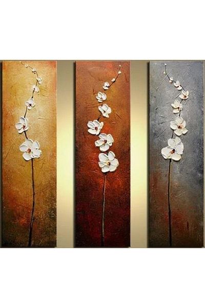 Marcel Kristal Tablo Marcel Art 3-Piece Flower Set - Each Painting 36x117cm Diamond Mosaic Painting