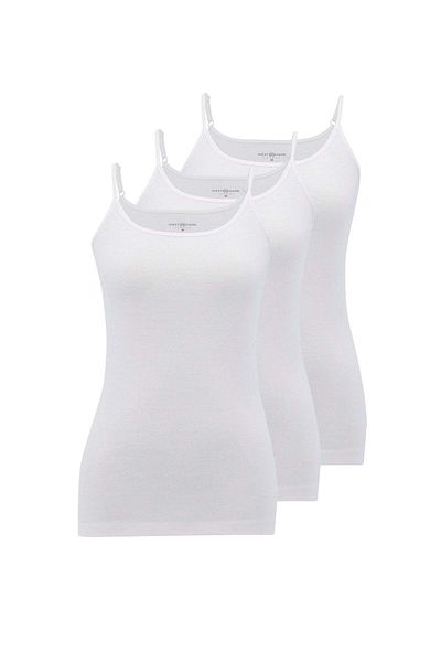 WESTMARK LONDON White Cotton 3-Piece Women's Ribbed Tank Top - Rope Strap EVA RIB SINGLET