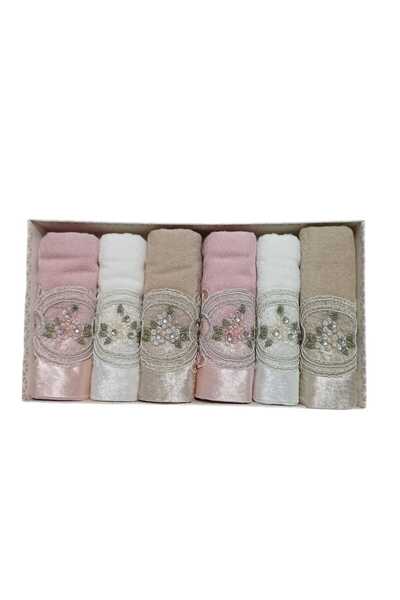 CENGİZ ÇEYİZ Durul 6'lı Kutulu Kadife Orkide Güpürlü 30x50 Mutfak Havlusu 589