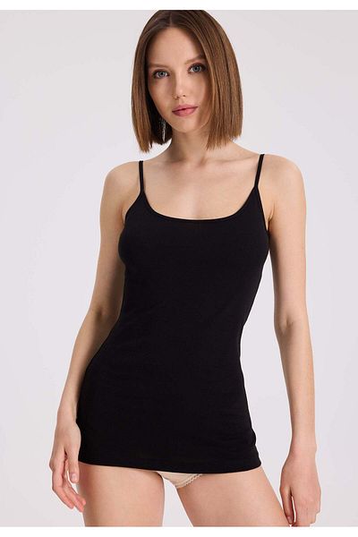 WESTMARK LONDON 3-Piece Black Cotton Women's Ribbed Tank Top - EVA SINGLET with Rope Strap