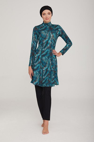 ZF BUTİK Costum de baie hijab cu model tropical din Lycra