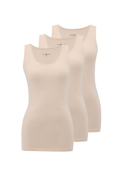 WESTMARK LONDON Nude Colored 3-Piece Crew Neck Cotton-Elastane Blend Sleeveless Women's Tank Top - OLIVIA TANK TOP