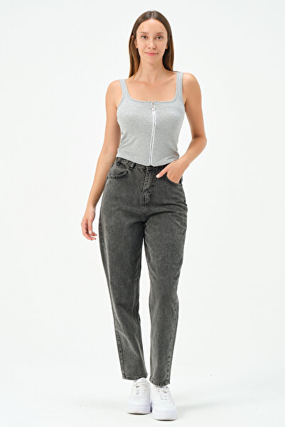 PUNKY CAT Women's U-neck Zippered Blouse - Sleeveless