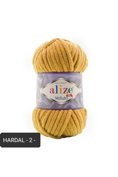 Alize Velluto 100 Gr Velvet Πλεκτό Σπάτσο -μουστάρδα-2-