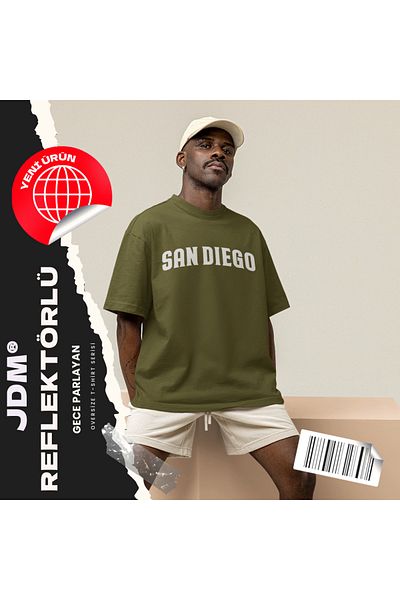 JDM San Diego Printed Premium Oversize Reflective T-Shirt