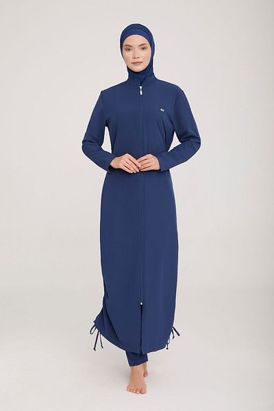ZF BUTİK Wınta 4065 Light Navy - Costum de baie cu hijab acoperit pe toată lungimea