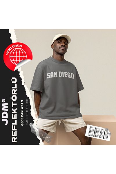 JDM San Diego Printed Premium Oversize Reflective T-Shirt