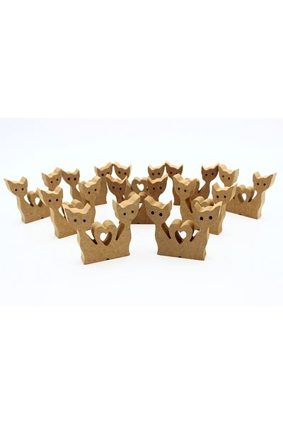 na neşeli ahşap 10 Pieces 10 cm Upright Twin Cat Figure - Preschool Educational Activity