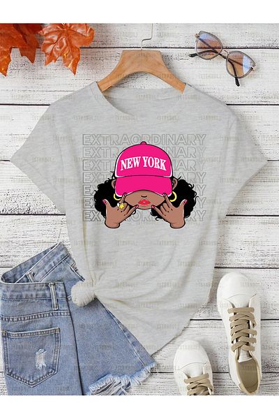 aynewmoda Rapper Printed Oversize T-shirt for Girls