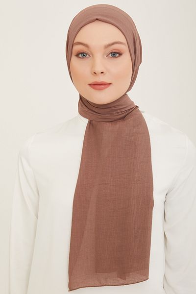 FRESCO SCARFS Woody Armine Trend Βαμβακερό Σάλι Γυναικείο Hijab - ΚΑΦΕ