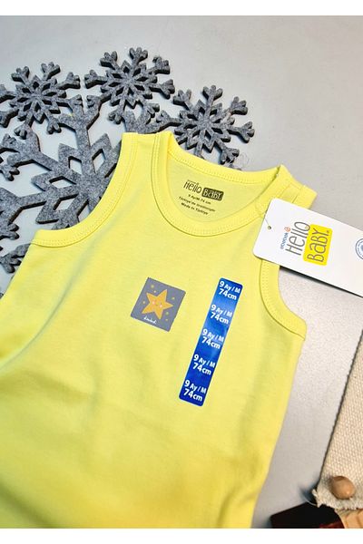 CemBebe Yellow Sleeveless Snap Fastener Short Leg Jumpsuit for Baby Boy