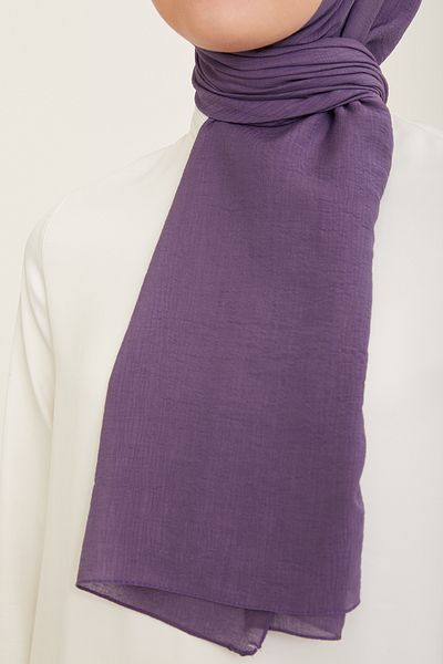 FRESCO SCARFS Woody Armine Trend - Απλό βαμβακερό γυναικείο σάλι Hijab PURPLE