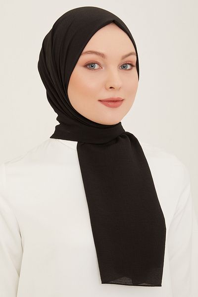 FRESCO SCARFS Woody Armine Trend - Hijab Hijab pentru femei din bumbac simplu, NEGRU