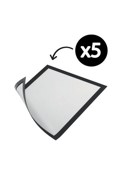 Hdg 5 adet Mıknatıslı Şömiz Manyetik Evrak Tutucu Şeffaf Magnet Şömiz Dosya 21x30cm A4 - SİYAH KENARLI