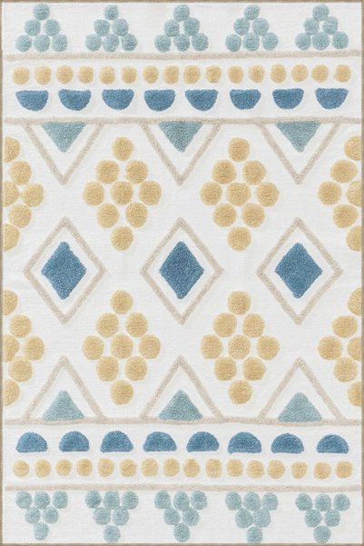 Rugs Modern Halı Κρεμ χρώματος, με γεωμετρικό υφαντό πάτο και διακοσμητικό πλ...