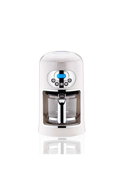 KORKMAZ White Filter Coffee Machine with Black LCD